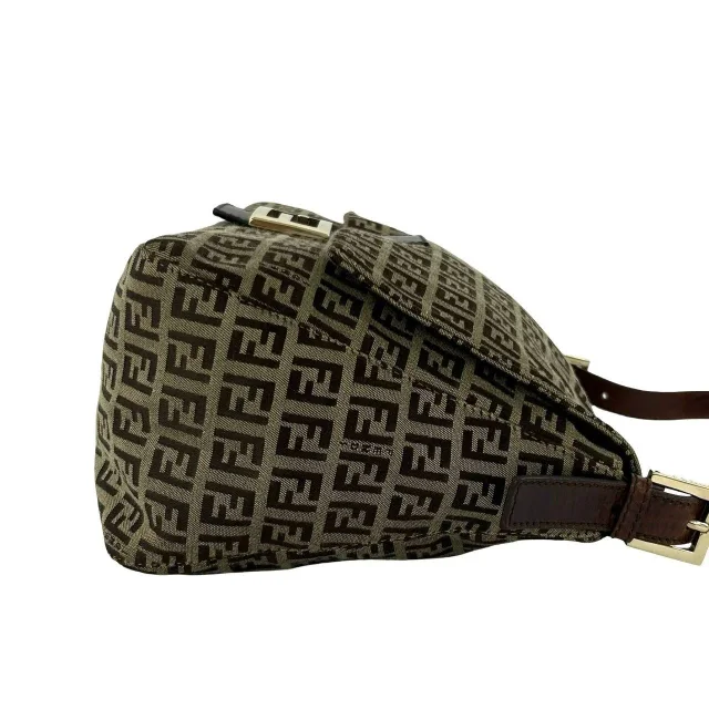 Fendi Zuccchino Canvas Leather Shoulder Bag in Brown Canvas from LuxUness, photo 6 of 10