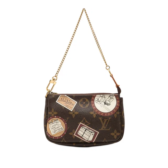 Brown Louis Vuitton Monogram Trunks and Bags Patch Mini Pochette Accessoires Handbag in Brown Coated canvas from Designer Revival