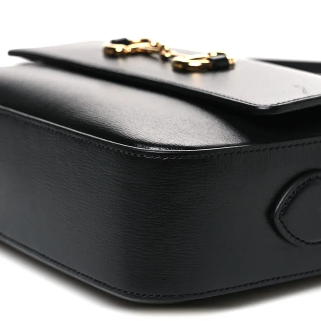 Gucci Textured Calfskin Small Horsebit 1955 Shoulder Bag Black in Black Calfskin from FASHIONPHILE, photo 10 of 11
