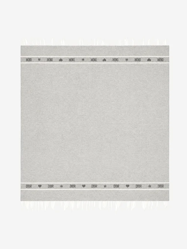 Dior Grey fringed wool scarf in Grey Wool from Sign of the Times
