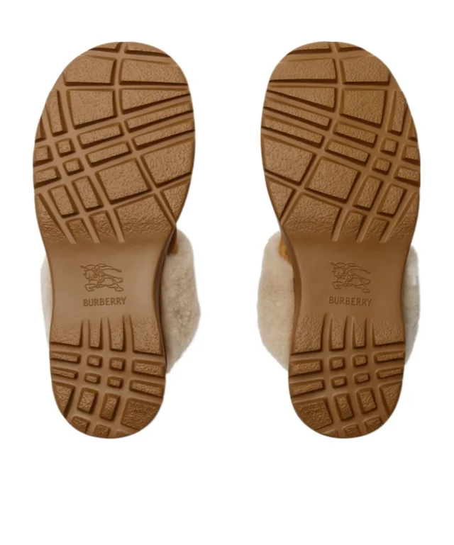 Burberry Check Shearling Flint Slippers, photo 5 of 6 from SENSER