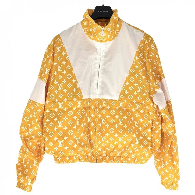 Louis Vuitton Monogram Technical Track Top Jacket 50 Yellow White Nylon Spring in White Nylon from The Reluxe