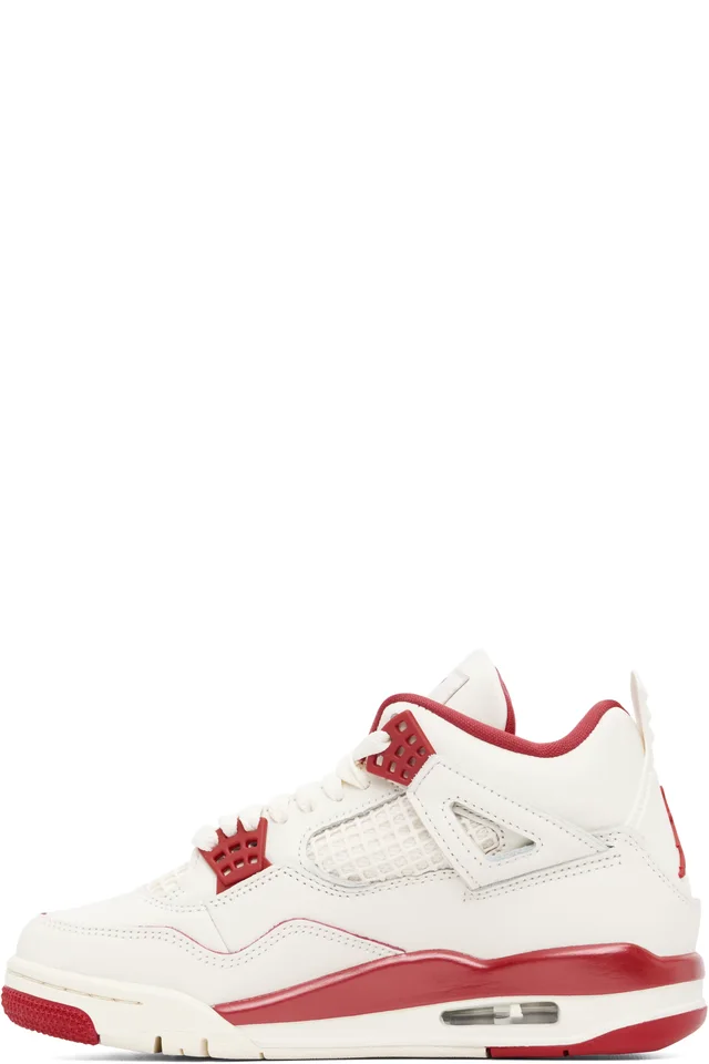 Nike Jordan Off-White & Red Air Jordan 4 Retro Sneakers, photo 3 of 5 from SSENSE
