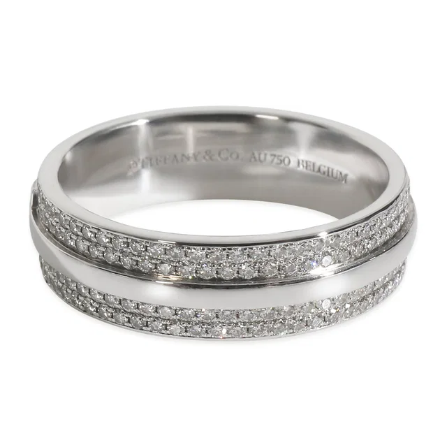 Tiffany & Co. White Gold Diamond T Wide Ring 18k in White from HEWI