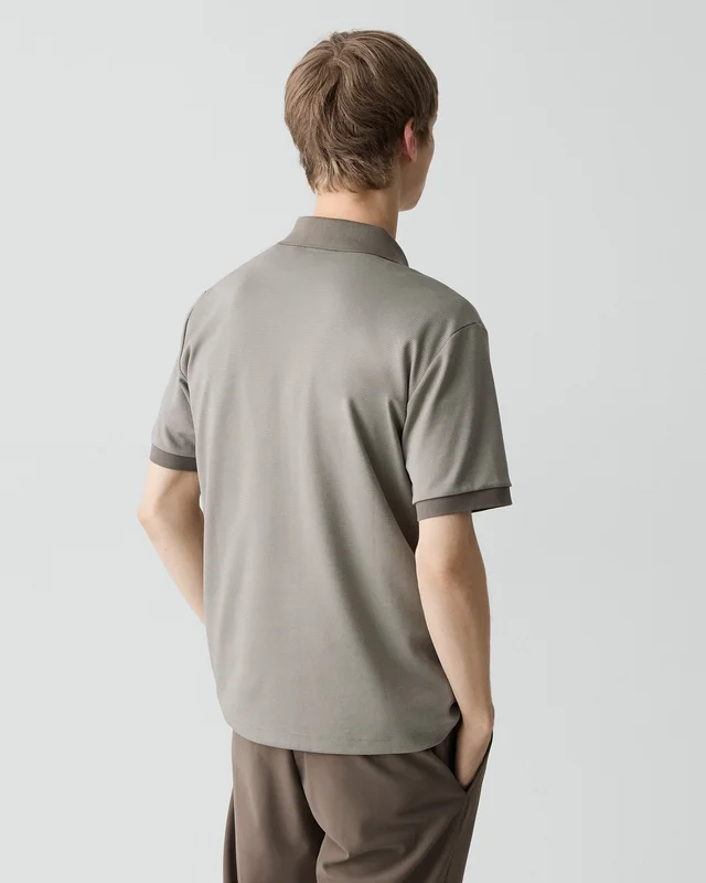 Theory Polo Shirt in Cotton-Blend Jacquard in MOREL MULTI 56% Pima Cotton, 44% Polyester, photo 10 of 12 from Theory
