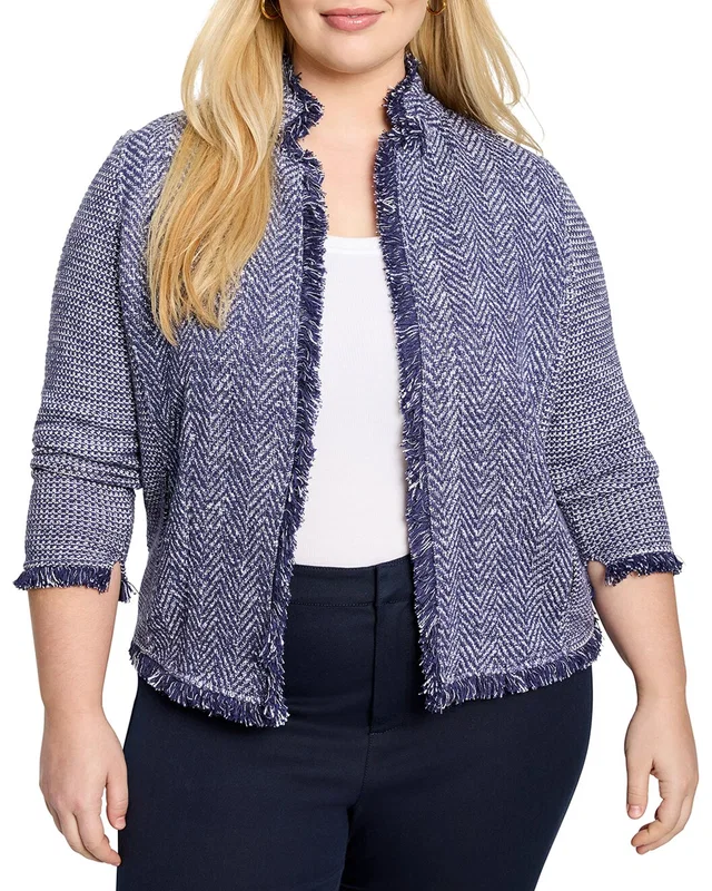 NIC+ZOE Plus Notch Collar Fringe Mix Knit Jacket, image 1 of 1 from Gilt