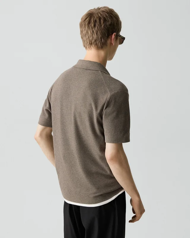 Theory Brenan Polo Shirt in Light Bilen in MOREL MELANGE 62% Viscose, 38% Polyester; Exclusive Of Elastic, photo 3 of 14 from Theory