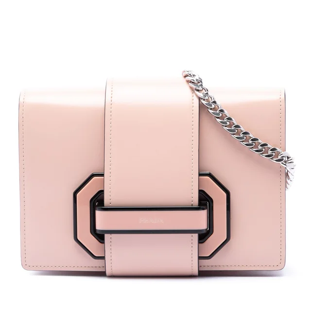Pink Prada City Calf Plex Ribbon Crossbody in Pink Leather from Designer Revival