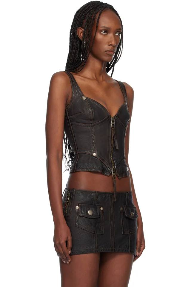 Miss Sixty Black KNWLS Edition Leather Tank Top, photo 2 of 3 from SSENSE