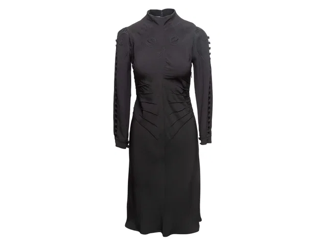 Black Prada Long Sleeve Mock Neck Dress Size US S in Black from Designer Revival