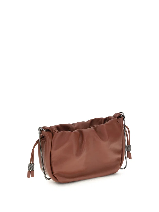 Brunello Cucinelli Shoulder Bag — Brown Calf Leather in Brown Calfskin from HEWI