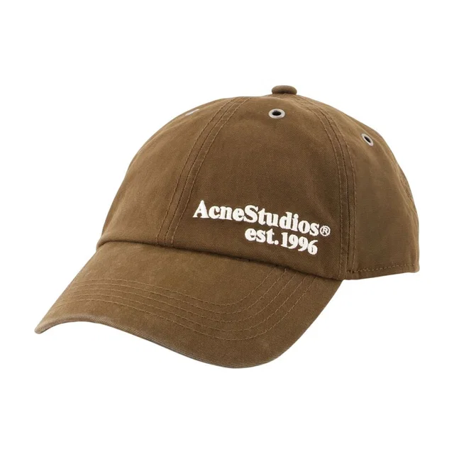 Acne Studios C40474-700 Logo-Embroidered Cotton Baseball Cap — Brown Caps in Brown from HEWI