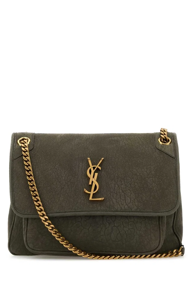 Saint Laurent Niki Shoulder Bag — Gray in Grey Leather from HEWI