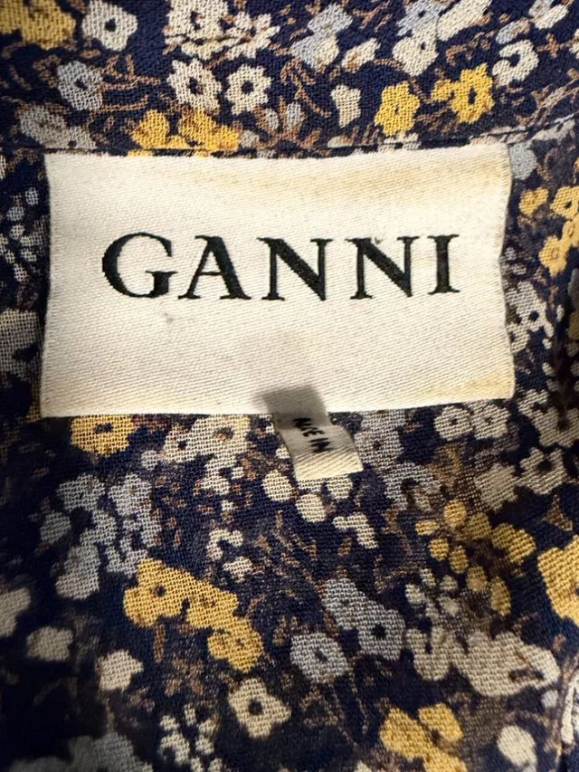 GANNI Dress Navy / Yellow Size: M in Multi-coloured Viscose from Oxfam Online Shop