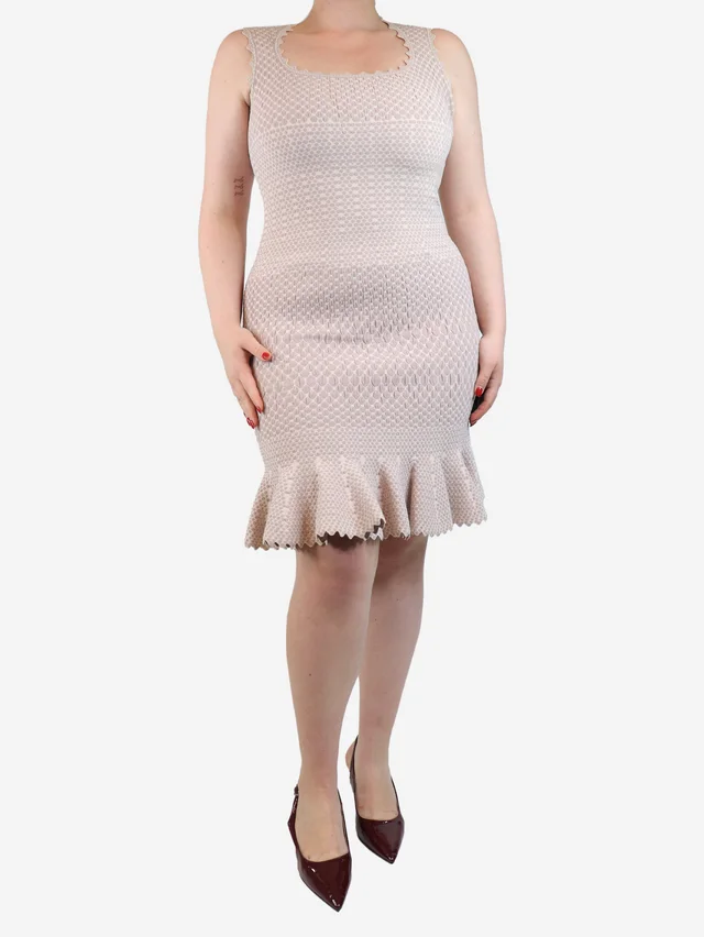 Alaïa Pink sleeveless textured midi dress - size UK 12 in Pink from Sign of the Times