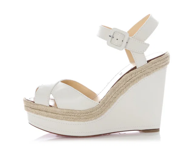Christian Louboutin Snow Almeria 120 Wedge Sandals in Leather from Ann's Fabulous Finds
