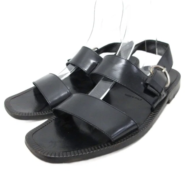 Prada Sandals Double Strap Leather Black 9 in Black Leather from The Reluxe