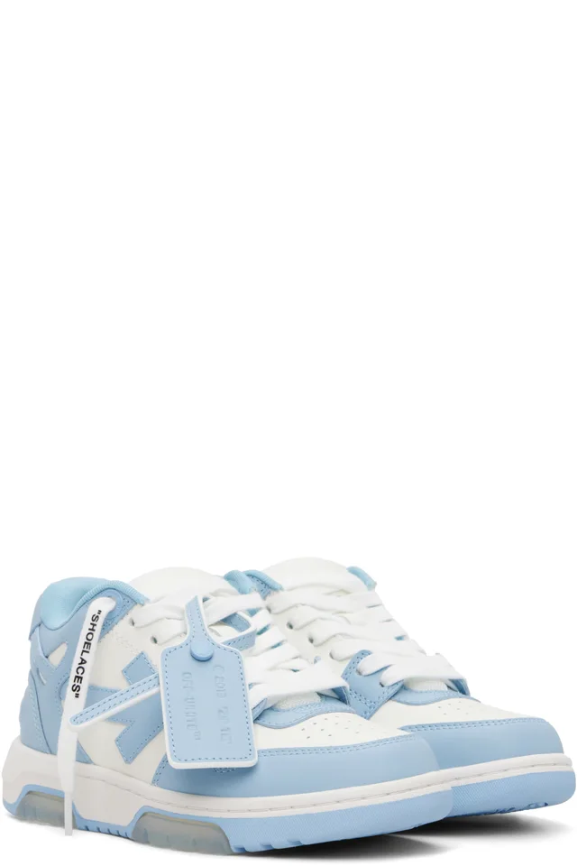 Off-White Blue & White 'Out Of Office' Calf Leather Sneakers, photo 4 of 4 from SSENSE
