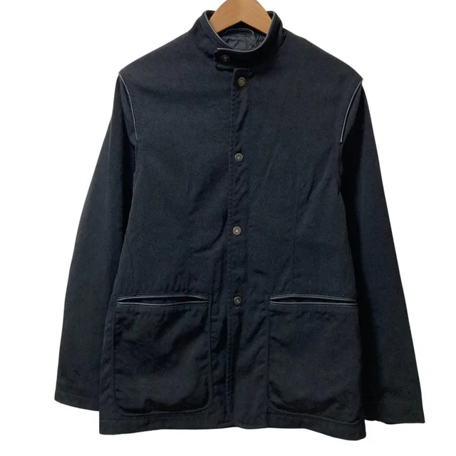 Giorgio Armani Collezioni Leather Trim Stand Collar Jacket in Leather from LuxUness