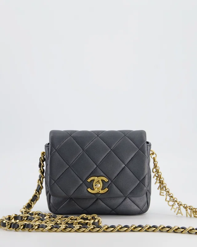 Chanel Dark Metallic Silver Small Flap Bag in Silver Lambskin from Sellier