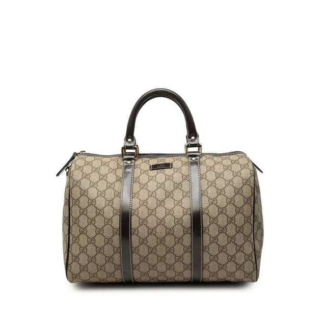 Beige Gucci Medium GG Supreme Joy Boston Bag in Beige Coated canvas from Designer Revival