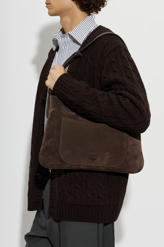 Valentino Logo Suede Shoulder Bag, photo 4 of 6 from SENSER