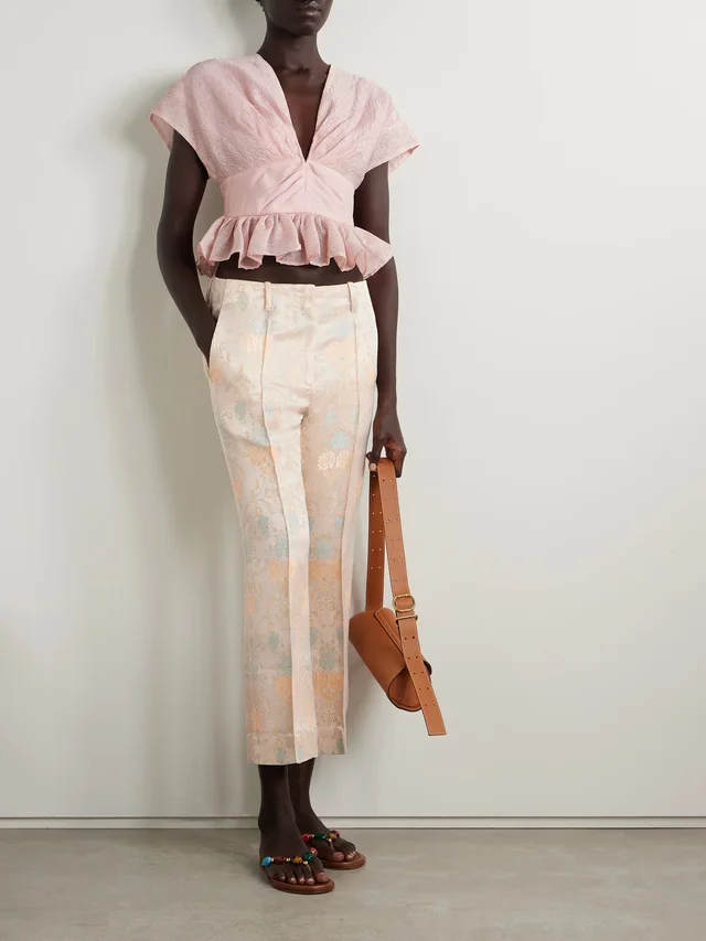 SEA Florence gathered cloqué peplum top in Pink, photo 2 of 2 from NET-A-PORTER (Canada)