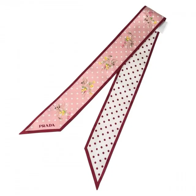 Prada Scarf Seasonal Print Twill Silk Pink in Pink Silk from The Reluxe