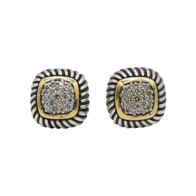 David Yurman Two-Tone Albion Pave Diamond Stud Earrings from Clotheshorse Anonymous