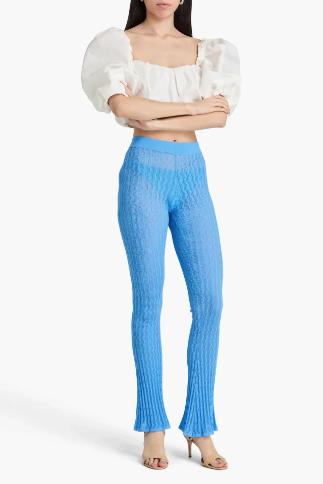 Dodo Bar Or Sophia Pointelle-Knit Flared Pants in Azure, photo 2 of 4 from THE OUTNET