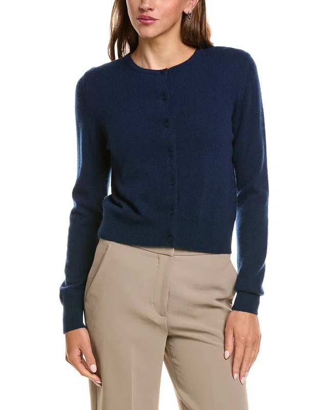 Forte Cashmere Basic Cropped Button 100% Cashmere Cardigan, image 1 of 1 from Rue La La