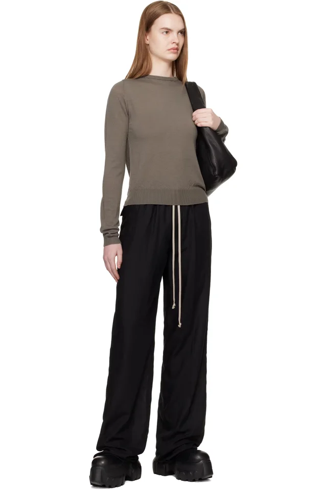 Rick Owens Black Temple Dietrich Drawstring Lounge Pants, photo 4 of 4 from SSENSE