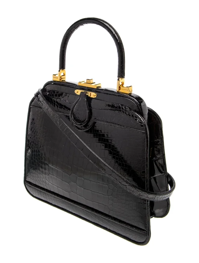 Judith Leiber Alligator Top Handle Bag in black Crocodile from The RealReal, photo 3 of 6