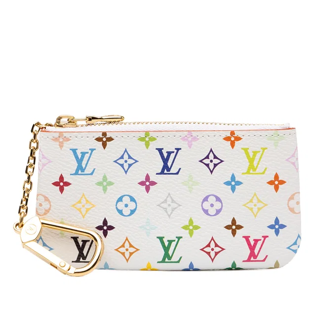 Multi Louis Vuitton Takashi Murakami Monogram Multicolore Key Pouch in Canvas from Designer Revival