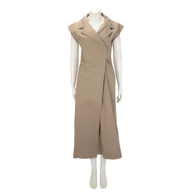 Dior Cotton Gabardine Sleeveless Dress FR 42 in Dark Beige from Blue Spinach