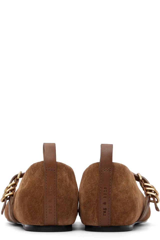 rag & bone Tan Spire Suede Mary Jane Flats, photo 2 of 5 from SSENSE