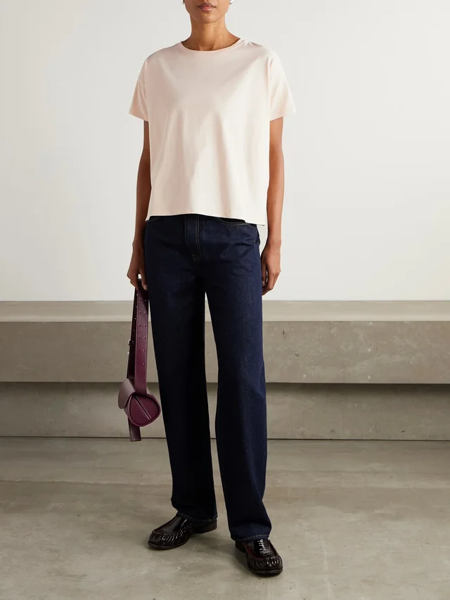 LOULOU DE SAISON Telanto embroidered Supima cotton-jersey T-shirt in Pink, photo 2 of 2 from NET-A-PORTER (Canada)