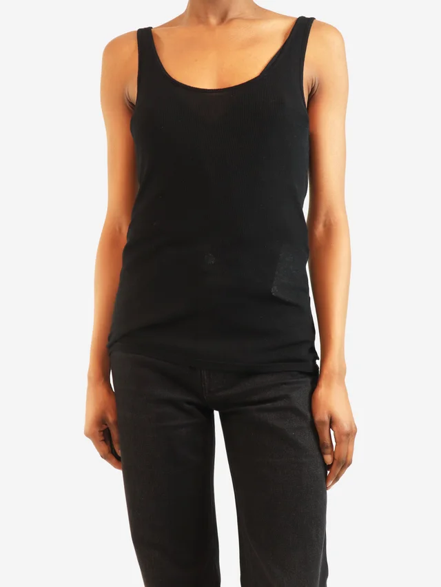 Saint Laurent Black sheer ribbed tank top - size XS in Black from Sign of the Times