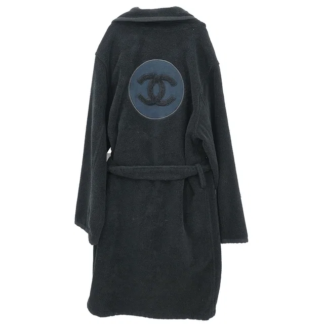 Chanel 2009 Sport Line Belted Bathrobe Style Coat Gown Black #2 in Black from AMORE Vintage Tokyo