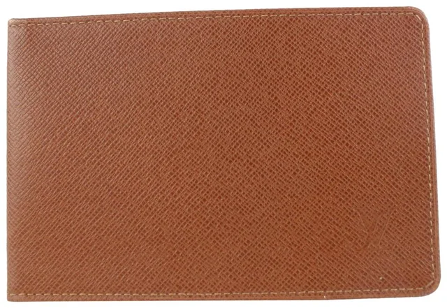 Louis Vuitton Brown Taiga Leather Card Holder ID Wallet case in Brown Leather from Bagriculture