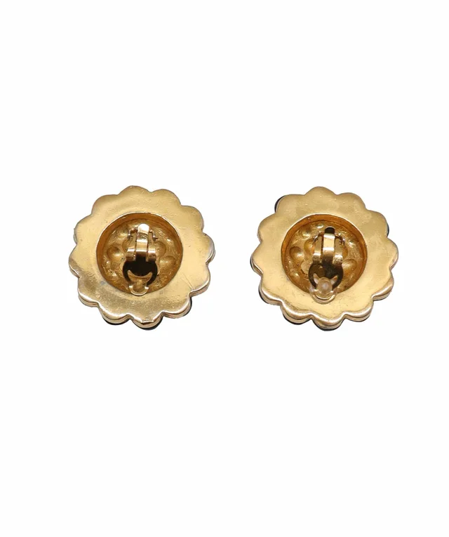 Chanel Gripoix Coco Logos Earrings Gold Red Green 25 Vintage 90217442 in Red from Luxury Promise, photo 2 of 2