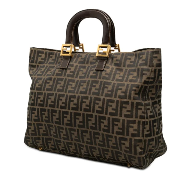 Brown Fendi Large Zucca Canvas Twins Tote in Brown Canvas from Designer Revival, photo 2 of 2