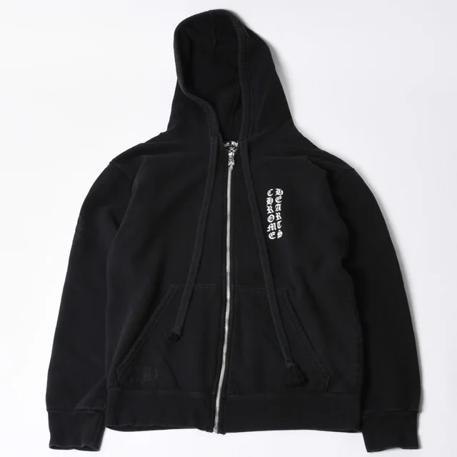 Chrome Hearts Zip Up Hoodie Cemetery Scroll Label Black M in Black from The Reluxe