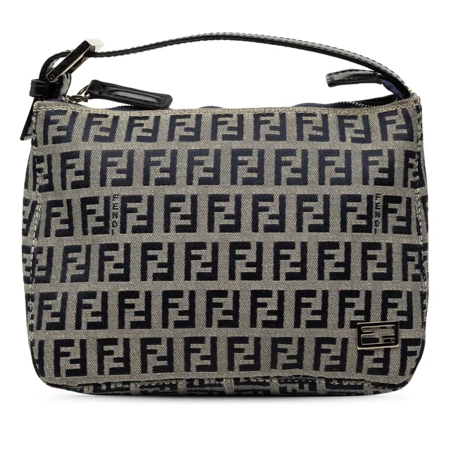 Grey Fendi Zucchino Canvas Handbag in Grey Canvas from Designer Revival