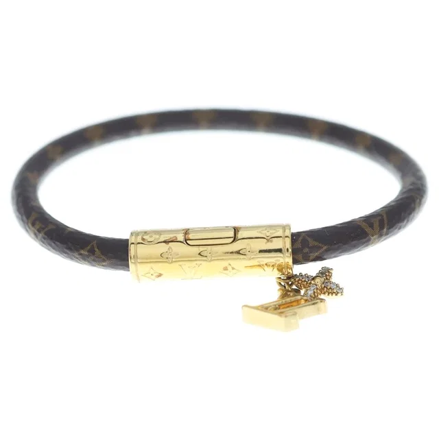 LV Push Monogram Bracelet Gold Brown in Brown from The Reluxe