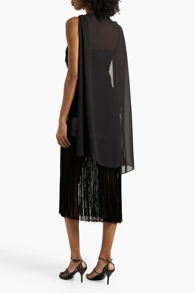Proenza Schouler Cape-Effect Layered Chiffon and Twill Top, photo 3 of 4 from THE OUTNET