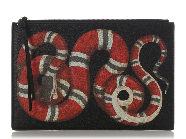 Gucci Black Snake Clutch in Black Leather from Ann's Fabulous Finds