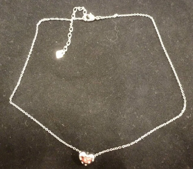 Swarovski Double Sided Diamond Heart Necklace in Silver Metal from Oxfam Online Shop