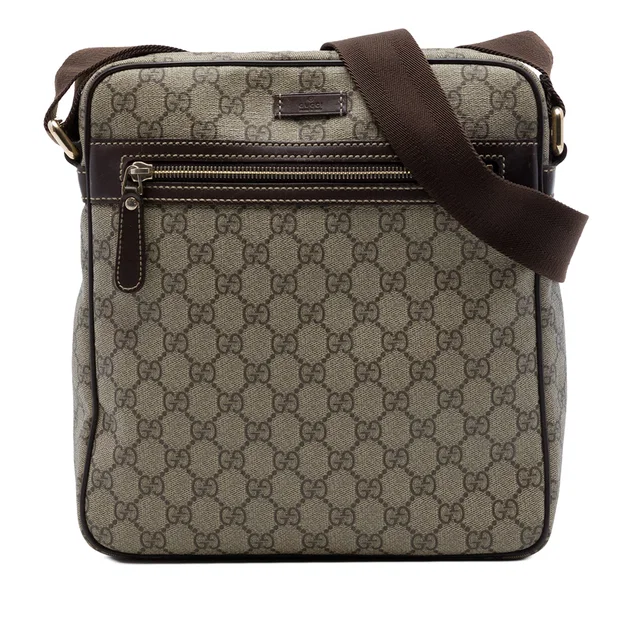 Beige Gucci GG Supreme Crossbody in Beige Coated canvas from Designer Revival