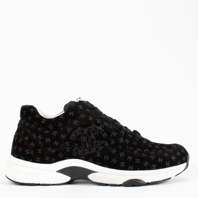 Chanel Black Suede CC Sneakers - Size 40 in Black Suede from Labellov